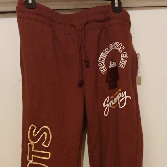 Burgundy Peanuts Snoopy Embroidered Sweatpants - NWT - Picture 1 of 6